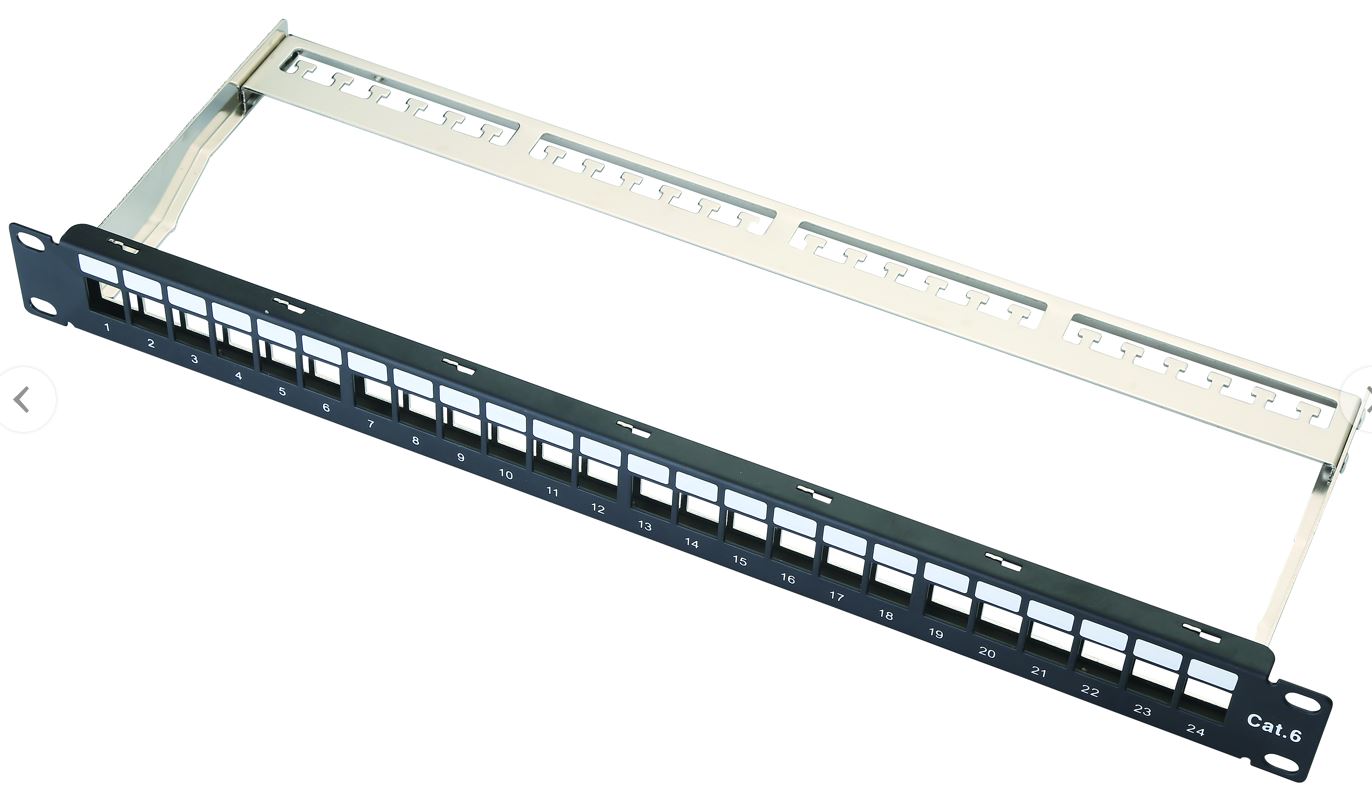 1U UTP 24Port blank patch panel with cable