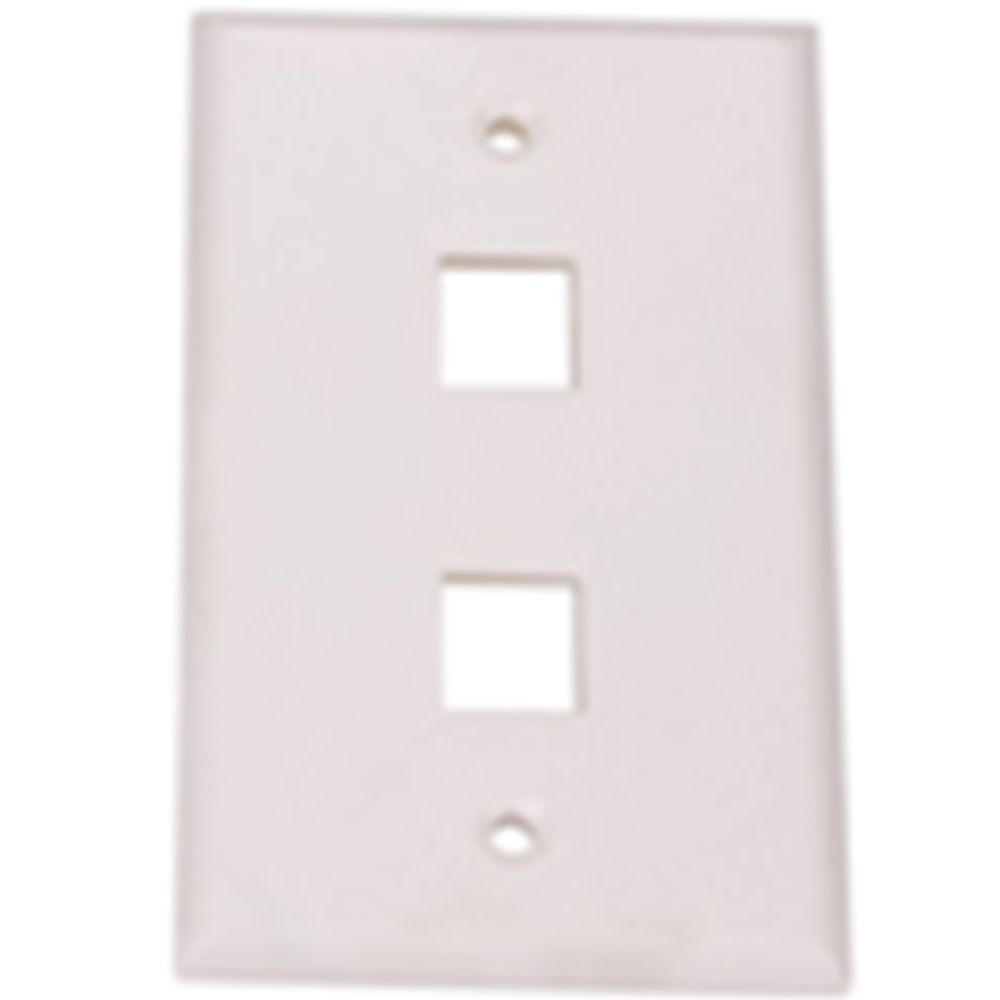 2 Port Smooth Faced Wall Plate for Keystone Jacks, White