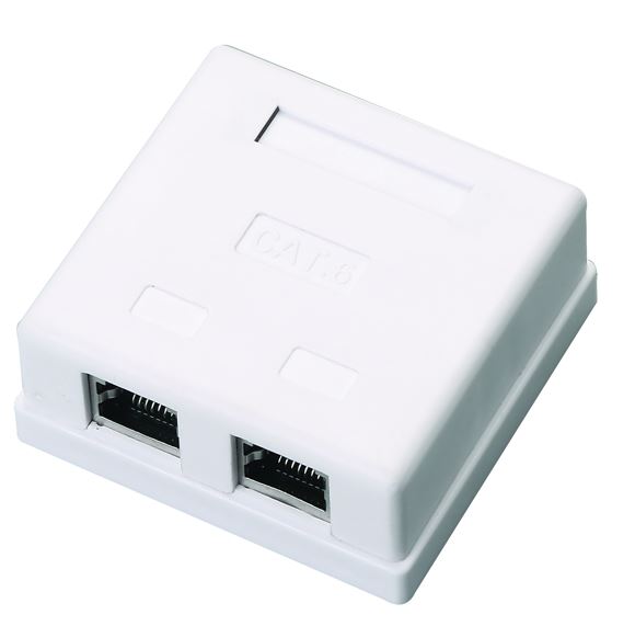 2-port RJ45 Surface Mount Installation Box, STP, white