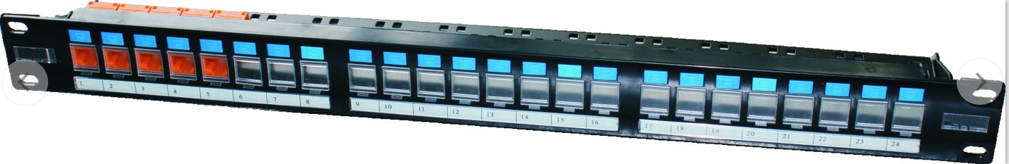 1U UTP 24Port blank patch panel with cable