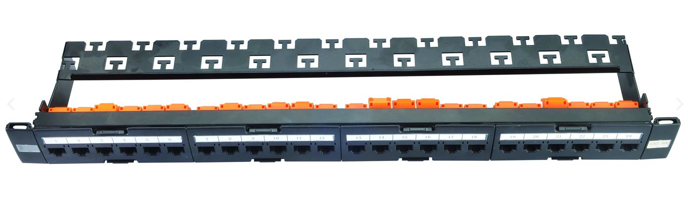 1U UTP 24Port C6A patch panel with cable