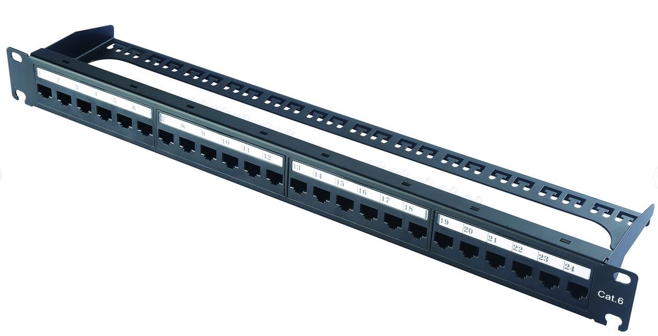 1U UTP 24Port C6 patch panel with cable