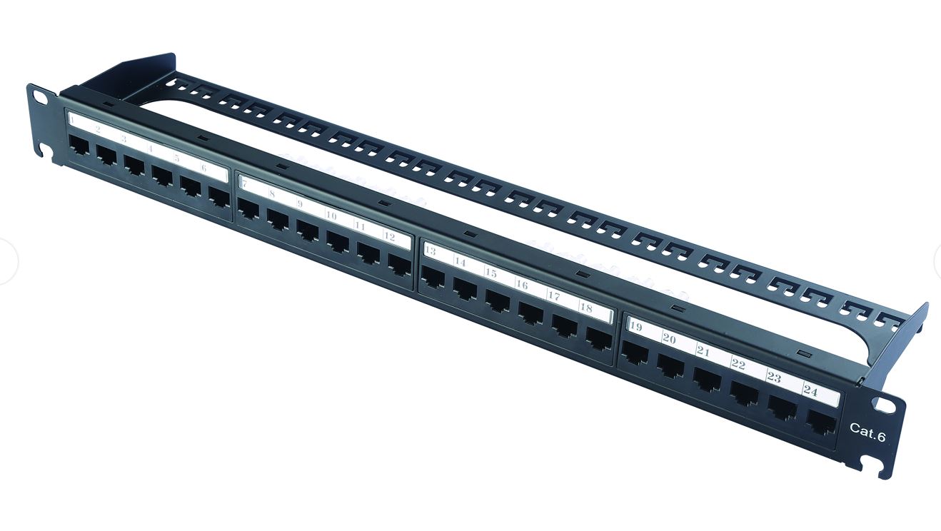 1U UTP 24Port C6A patch panel with cable