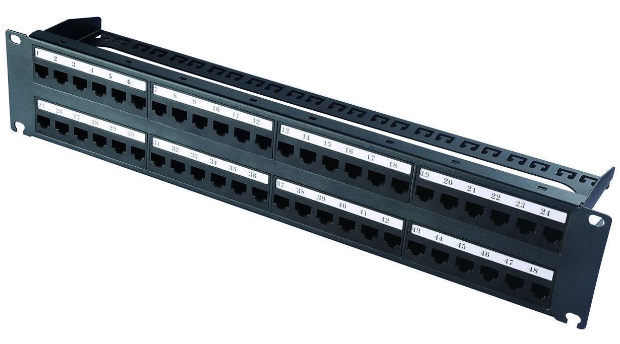 2U UTP 48Port C6 patch panel with cable