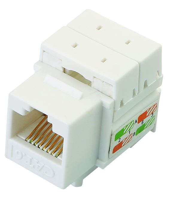 K022-C6A CAT6A UTP 90° Dual IDC With Cable Holder Keystone Jack